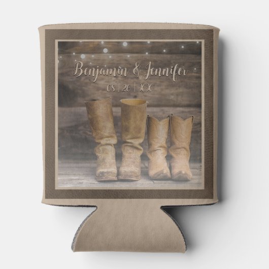 Westerne Cowboy Boots Rustic Barn Monogram Blikjeskoeler (Achterkant)