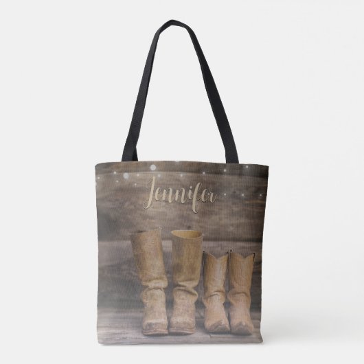 Westerne Cowboy Boots Rustic Barn Monogram Draagtas (Achterkant)