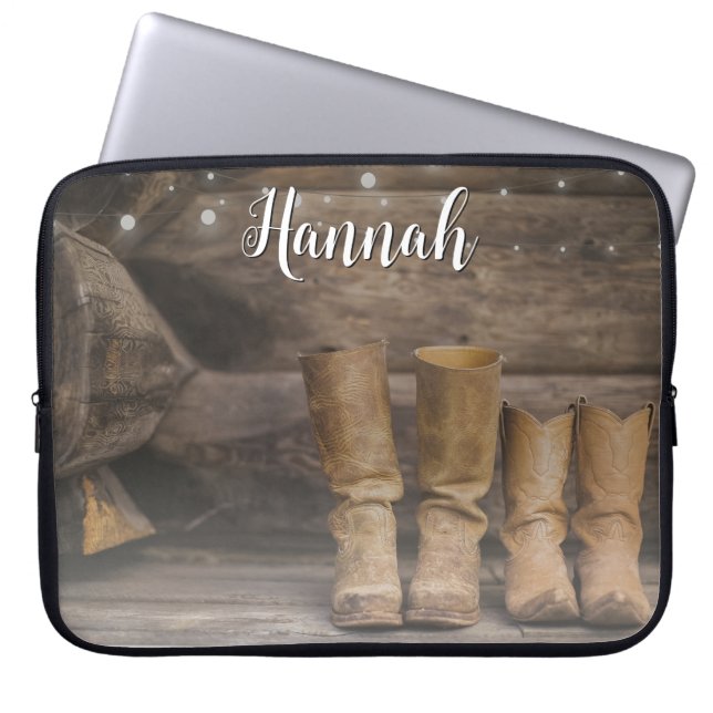 Westerne Cowboy Boots Rustic Barn Monogram Laptop Sleeve (Voorkant)