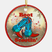 Westerne Cowboy Boots Scootin Line Dance Kerstmis Keramisch Ornament (Voorkant)