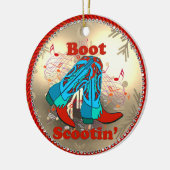 Westerne Cowboy Boots Scootin Line Dance Kerstmis Keramisch Ornament (Links)