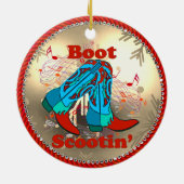 Westerne Cowboy Boots Scootin Line Dance Kerstmis Keramisch Ornament (Achterkant)