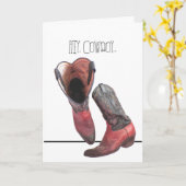 Westerne Cowboy Boots Verjaardag Kaart (Gele Bloem)