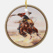 Westerne Cowboy Bronc Rider Keramisch Ornament (Achterkant)