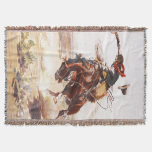 Westerne cowboy Bronc Rider Throw Blanket Deken