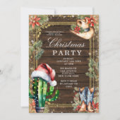 Westerne Cowboy Cactus Rode Bloemen Kerstfeest Kaart (Voorkant)