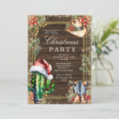 Westerne Cowboy Cactus Rode Bloemen Kerstfeest Kaart (Staand voorkant)