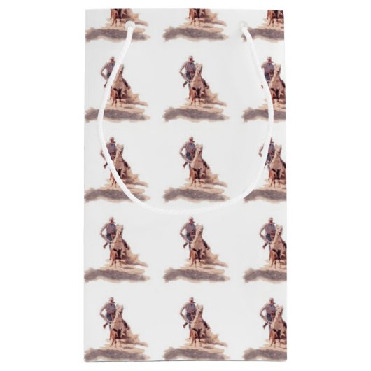 Westerne cowboy Calf Roping Gift Bag Klein Cadeauzakje (Achterkant)