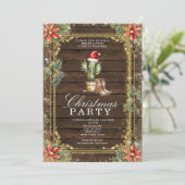 Westerne Cowboy Christmas Cactus Stringlight Kaart (Staand voorkant)