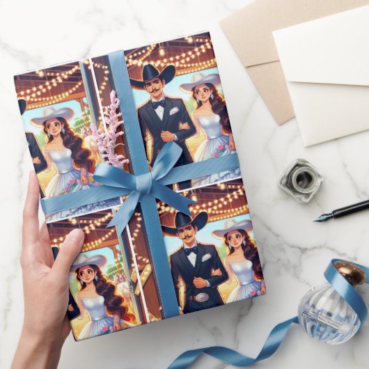 Westerne Cowboy Cowgirl bruiloft Cadeaupapier (Geschenken)