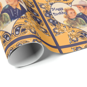 Westerne Cowboy Cowgirl Couple Happy Birthday Cadeaupapier