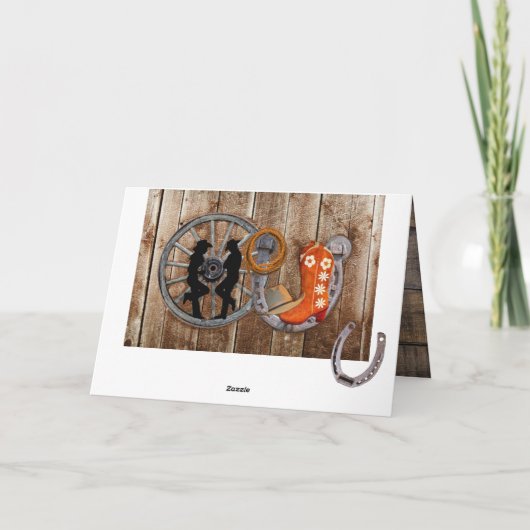 Westerne cowboy Cowgirl Hoefijzer Wagon Wheel Card Kaart (Achterkant)
