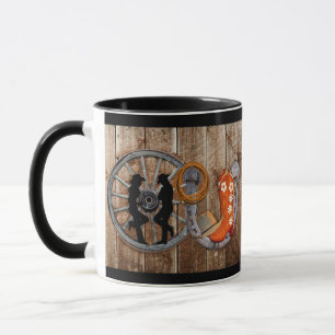 Westerne Cowboy Cowgirl Hoefijzer Wagon Wiel Mok