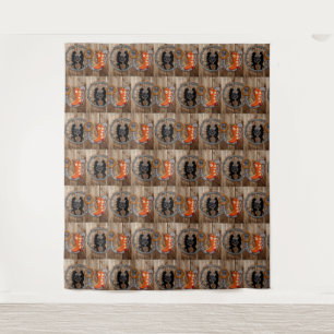 Westerne Cowboy Cowgirl Hoefijzer Wagon Wiel Wandkleed