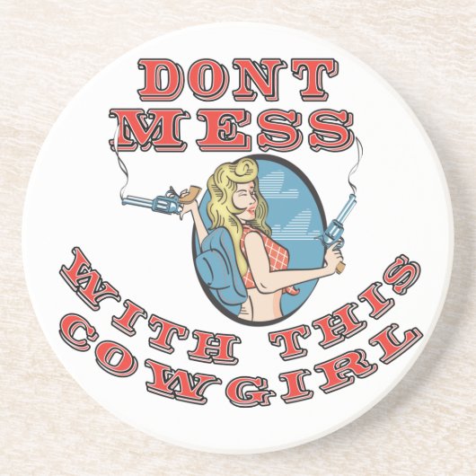 Westerne Cowboy Cowgirl Horse Barn Rodeo Onderzett Zandsteen Onderzetter (Voorkant)