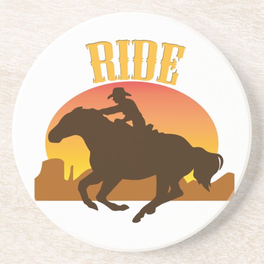 Westerne Cowboy Cowgirl Horse Barn Rodeo Onderzett Zandsteen Onderzetter (Voorkant)