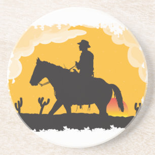 Westerne Cowboy Cowgirl Horse Barn Rodeo Onderzett Zandsteen Onderzetter