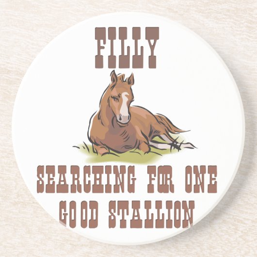 Westerne Cowboy Cowgirl Horse Barn Rodeo Onderzett Zandsteen Onderzetter (Voorkant)