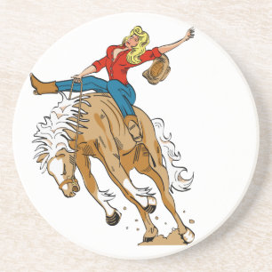 Westerne Cowboy Cowgirl Horse Barn Rodeo Onderzett Zandsteen Onderzetter