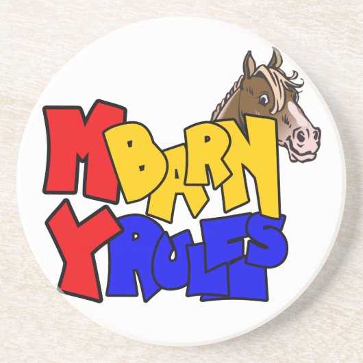 Westerne Cowboy Cowgirl Horse Barn Rodeo Onderzett Zandsteen Onderzetter (Voorkant)