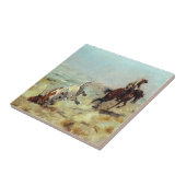 Westerne cowboy die een steer roping tegeltje (Zijkant)