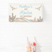Westerne cowboy eerste rodeo verjaardagsbanner spandoek (Insitu)