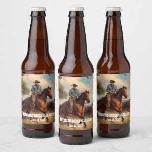 Westerne Cowboy en Bay Horse Bier Etiket