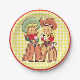 Westerne cowboy en cowgirl Kinder PArty Papieren Bordje