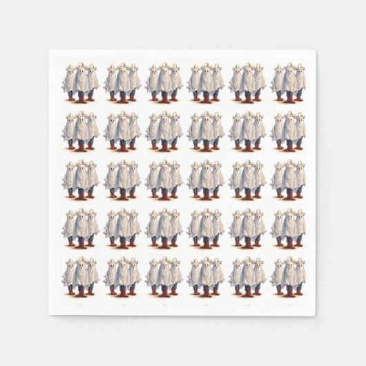Westerne Cowboy Ghosts Spooky Halloween Pattern Servet (Voorkant)