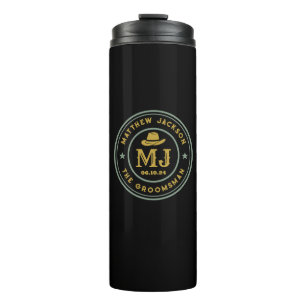 Westerne Cowboy  Gold Monogram Groomsmen Thermosbeker