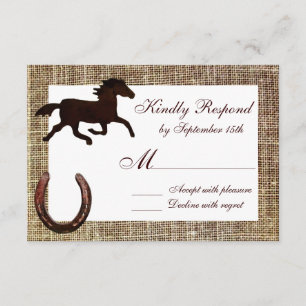 Westerne Cowboy Horse Hoefijzer Wedding RSVP-kaart RSVP Kaartje