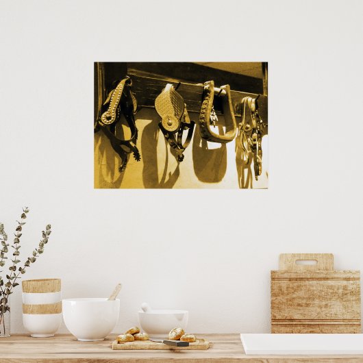 Westerne Cowboy Horse Stirrups & Leather Poster Ar (Keuken)