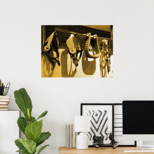 Westerne Cowboy Horse Stirrups & Leather Poster Ar (Thuiskantoor)