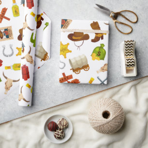 Westerne Cowboy Icons Cadeaupapier
