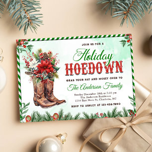 Westerne Cowboy Kerst Hoedown Party Kaart