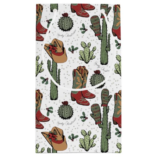 Westerne Cowboy Kerst Rood en Groen Klein Cadeauzakje (Achterkant)