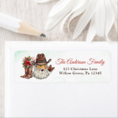 Westerne Cowboy Kerstfeest Etiket (Insitu)