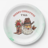 Westerne Cowboy Kerstfeest Papieren Bordje (Voorkant)