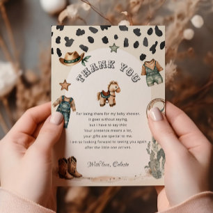 Westerne Cowboy Kleding Baby shower Bedankkaart