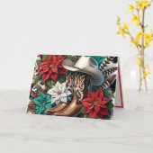Westerne Cowboy Laarzen Bloemen Koeienhuid Kerst Kaart (Gele Bloem)