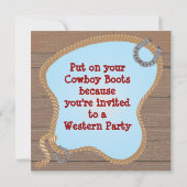 Westerne Cowboy Lasso Uitnodiging (Achterkant)