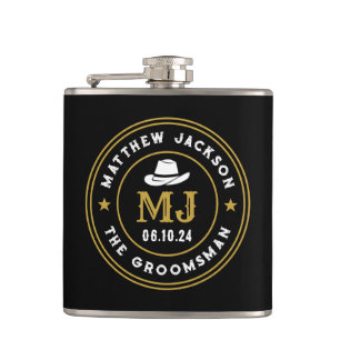Westerne Cowboy  Logo Gepersonaliseerde Groomsmen Heupfles
