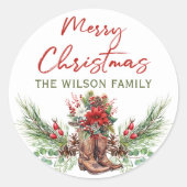 Westerne Cowboy Merry Christmas Sticker (Voorkant)