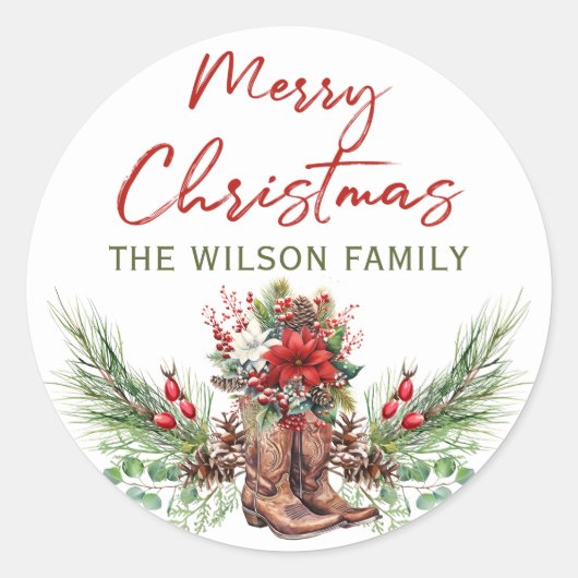 Westerne Cowboy Merry Christmas Sticker (Voorkant)