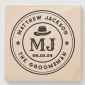 Westerne Cowboy  Monogram Groomsmen Beste man Stenen Onderzetter (Voorkant)
