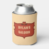 Westerne Cowboy Monogram Rustieke Naam Saloon Blikjeskoeler (Blikje Voorkant)