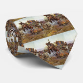 Westerne cowboy op kamp op bokkend paard Stropdas (Opgerold)