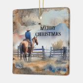 Westerne cowboy op paard keramisch ornament (Links)