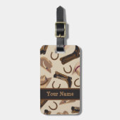 Westerne Cowboy Pet Boots Black Beige Name Bagagelabel (Voorkant verticaal)