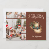 Westerne Cowboy Pet Christmas 5 Foto Feestdagenkaart (Voorkant)